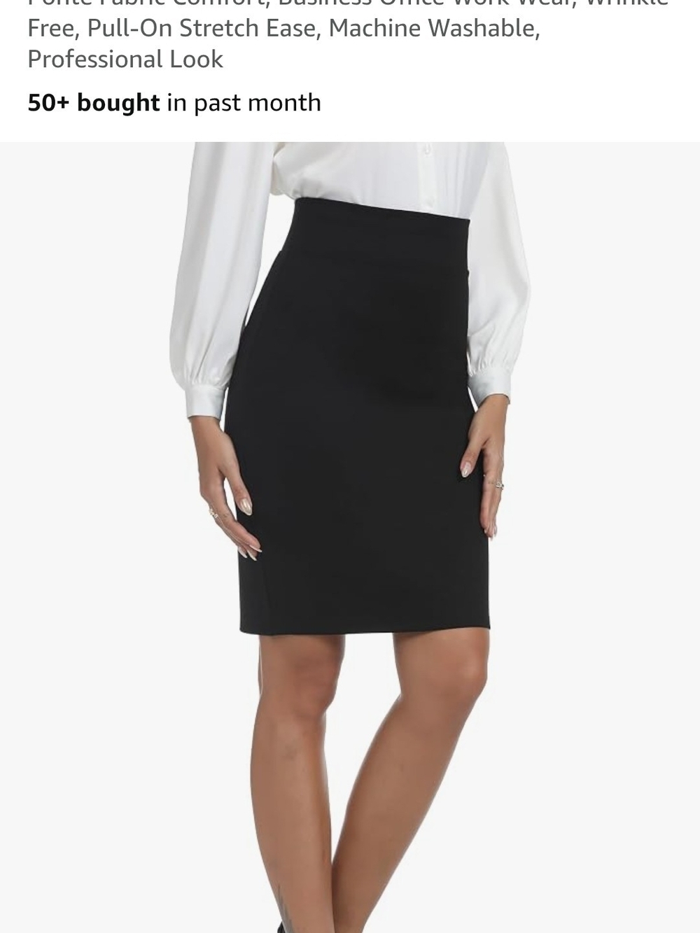 Classic Black High-Waist Pencil Skirt - Women's-XL